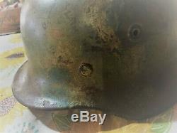 100% Original German Ww2 M40 Q66 Camo Helmet Green Tan 30 Day Inspection