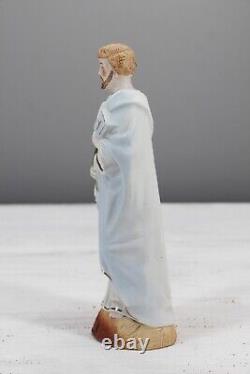 1900s Antique Saint Joseph Figurine, German Bisque Porcelain