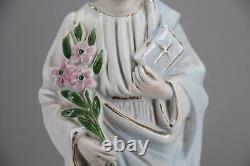 1900s Antique Saint Joseph Figurine, German Bisque Porcelain