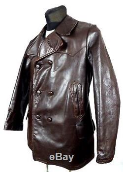 1930's German Vintage Horsehide Leather Jacket Coat M Antique Brown Aviator WW2