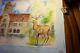 1937 German original watercolor Konigswalde Neu Mark ww2 Deer special signed