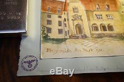 1937 German original watercolor Konigswalde Neu Mark ww2 Deer special signed