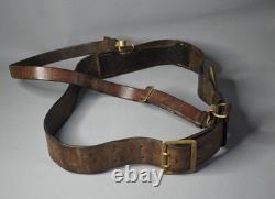 1941 WWII German Heer Army Officer's Military Uniform Leather Belt w Cross Strap
