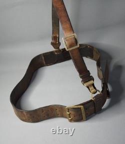 1941 WWII German Heer Army Officer's Military Uniform Leather Belt w Cross Strap