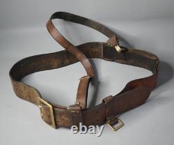 1941 WWII German Heer Army Officer's Military Uniform Leather Belt w Cross Strap