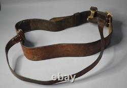1941 WWII German Heer Army Officer's Military Uniform Leather Belt w Cross Strap