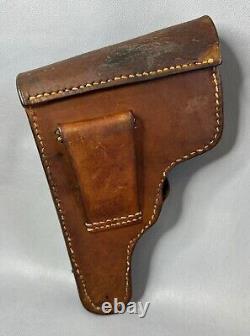 1943 WWII German Officer's Walther PP PPK Pistol Brown Leather Holster Stecher