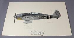 2004 WW2 GERMAN fighter ace pilot Oskar Bösch original SIGNED acrylic painting