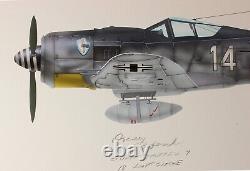 2004 WW2 GERMAN fighter ace pilot Oskar Bösch original SIGNED acrylic painting