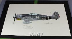 2004 WW2 GERMAN fighter ace pilot Oskar Bösch original SIGNED acrylic painting