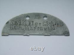 2ww german fallen luftwaffe pilots half dog tag / identity disc FLGZF SCH