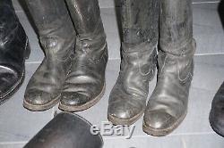 4 Pair German Marching Officer Boots + 1 Pair of Gaiters Leather Original WW2