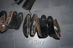 4 Pair German Marching Officer Boots + 1 Pair of Gaiters Leather Original WW2