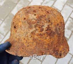 #43 WWII Germany German Original War Damaged Relic Combat Helmet LINER INTACT