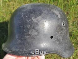 #69 WWII Germany German Original War Damaged Relic Combat Helmet M40 STRONG