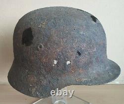 An Original WW-II German M. 40 Helmet Shell Recovered from a Hedge in Normandy