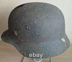 An Original WW-II German M. 40 Helmet Shell Recovered from a Hedge in Normandy