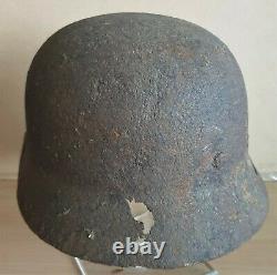 An Original WW-II German M. 40 Helmet Shell Recovered from a Hedge in Normandy