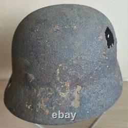 An Original WW-II German M. 40 Helmet Shell Recovered from a Hedge in Normandy