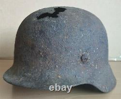 An Original WW-II German M. 40 Helmet Shell Recovered from a Hedge in Normandy