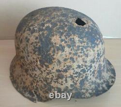 An Original WW-II German M. 42 Helmet Shell Excavated from D-Day's Omaha Beach