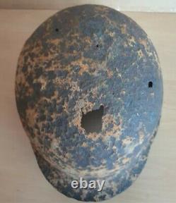 An Original WW-II German M. 42 Helmet Shell Excavated from D-Day's Omaha Beach