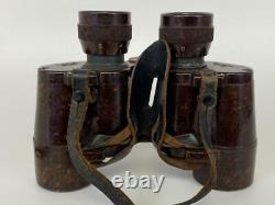 Antique WWII German Army Dienstglas 6x30 CNX Emil Busch Bakelite Binoculars Case