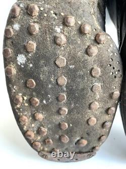 Authentic WW2 German Italian Ankle Boots / Combat Lowboots Shoes Hobnail Leather