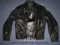 Early WW2 German Luftwaffe Leather Flight Jacket Fliegerjacke 1937 Original