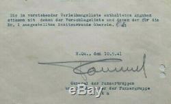 Erwin Rommel Desert Fox WW II German Commander Signed Afrika Korps Document