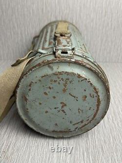 GERMAN LATE WW2 1944 KRIEGSMARINE CAMO GAS MASK CANISTER With RIVETED STRAPS RARE