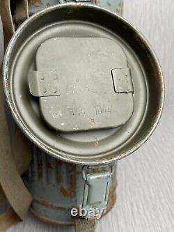 GERMAN LATE WW2 1944 KRIEGSMARINE CAMO GAS MASK CANISTER With RIVETED STRAPS RARE