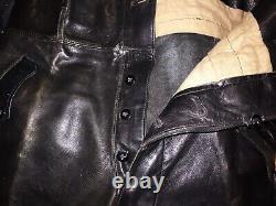 Genuine WW2 1939 vintage RARE Leather pants trousers German sz large U-boat