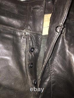 Genuine WW2 1939 vintage RARE Leather pants trousers German sz large U-boat