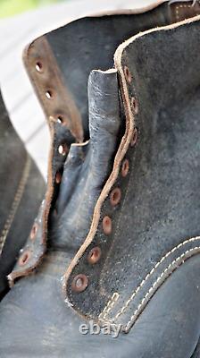 German Black Leather Unkle Boots nailed sole Deutsche Wehrmacht Original WW2