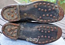 German Black Leather Unkle Boots nailed sole Deutsche Wehrmacht Original WW2