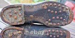 German Black Leather Unkle Boots nailed sole Deutsche Wehrmacht Original WW2