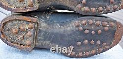 German Black Leather Unkle Boots nailed sole Deutsche Wehrmacht Original WW2