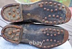 German Black Leather Unkle Boots nailed sole Deutsche Wehrmacht Original WW2