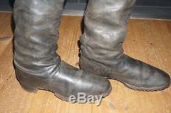 German Cavalry Marching Boots Black Leather nailed sole 100% Original WW2 Rare