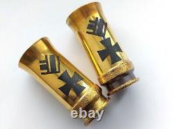 German Iron Cross Shot Glass Trench Art Set Brass original WWII WW2 Wehrmacht