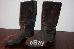 German Marching Boots Black Leather Nailed Sole 100% Original Ww2