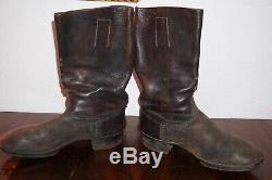 German Marching Boots Black Leather Nailed Sole 100% Original Ww2