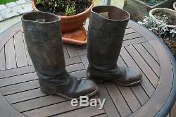 German Marching Boots Black Leather nailed sole 100% Original WW2 Rare