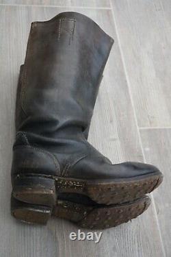 German Marching Short Combat Boots Black Leather Nailed Sole 100% Original Ww2