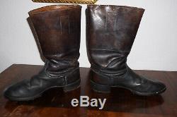 German Marching Short Combat Boots Black Leather Nailed Sole 100% Original Ww2