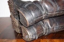 German Marching Short Combat Boots Black Leather Nailed Sole 100% Original Ww2