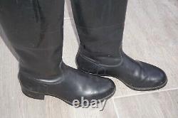 German Officer Boots Black Leather + Wooden Tensioner Strecko D. R. P. 100% WW2