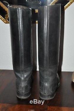 German Officer Boots Black Leather with Boots tensioners D. R. G. M. Original WW2