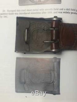 German WW2 Original EM / NCO Belt buckle Leather tab 1942